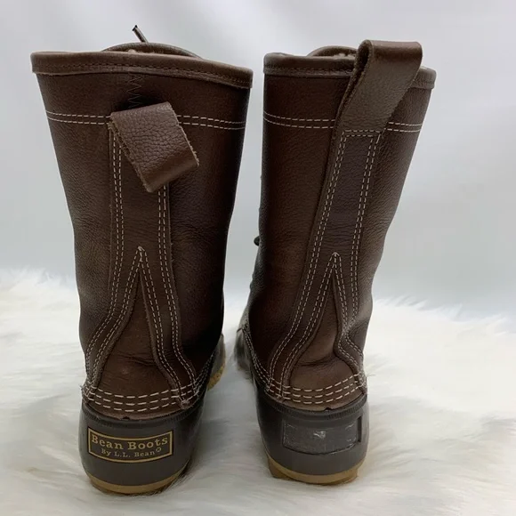 LL Bean Shearling Fur Lined Duck Boots Brown - Picture 3 of 8